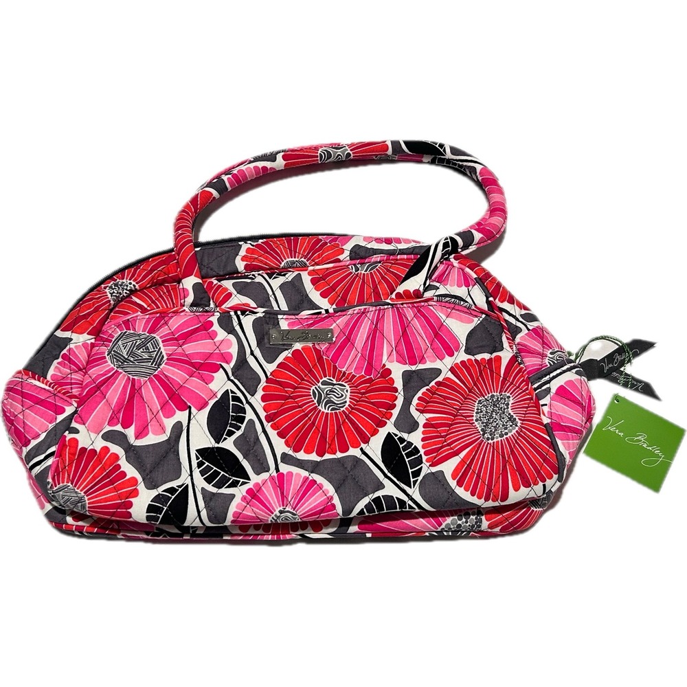 Vera Bradley Medium Bowler Bag Womens Medium Pink Cheery Blossoms NEW Quilted